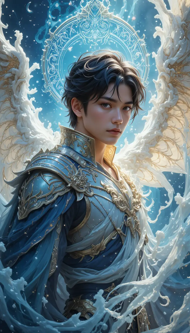 Jovem homem de anime de um mundo místico de dragões divinos