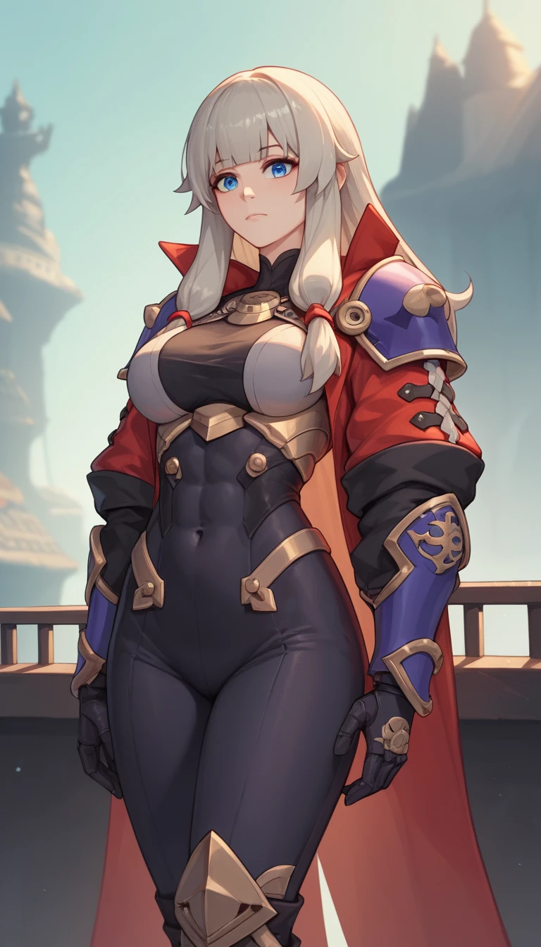 Heroína guerreira de anime em macacão futurista blindado