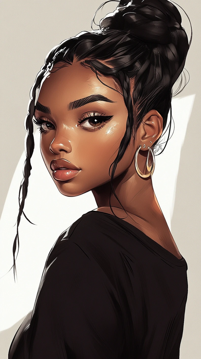 Retrato estilizado de una chica negra con el pelo corto plateado