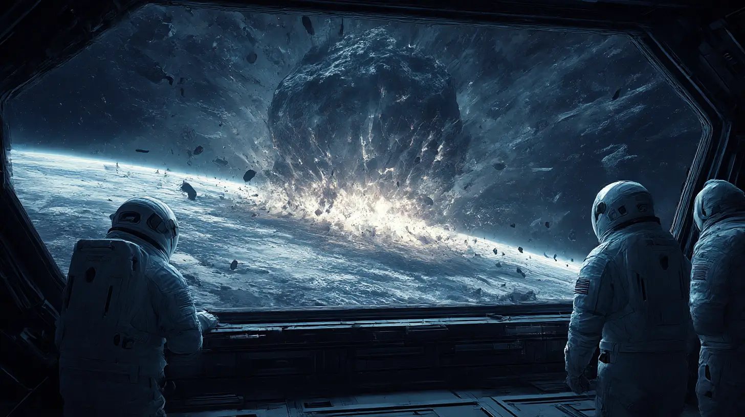 Astronauts Watching A Devastating Asteroid Strike On Earth