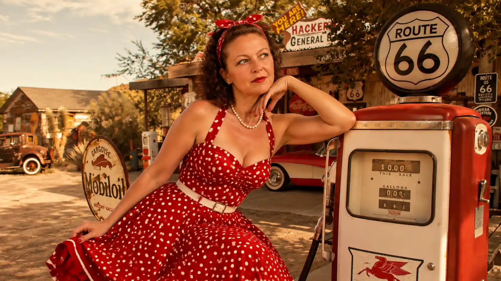 Vintage pin up style woman inspired by 1950s aesthetics
