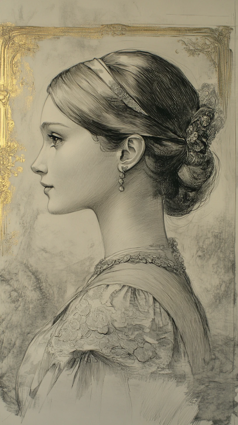 Retrato de perfil contemplativo de una mujer con el pelo rizado