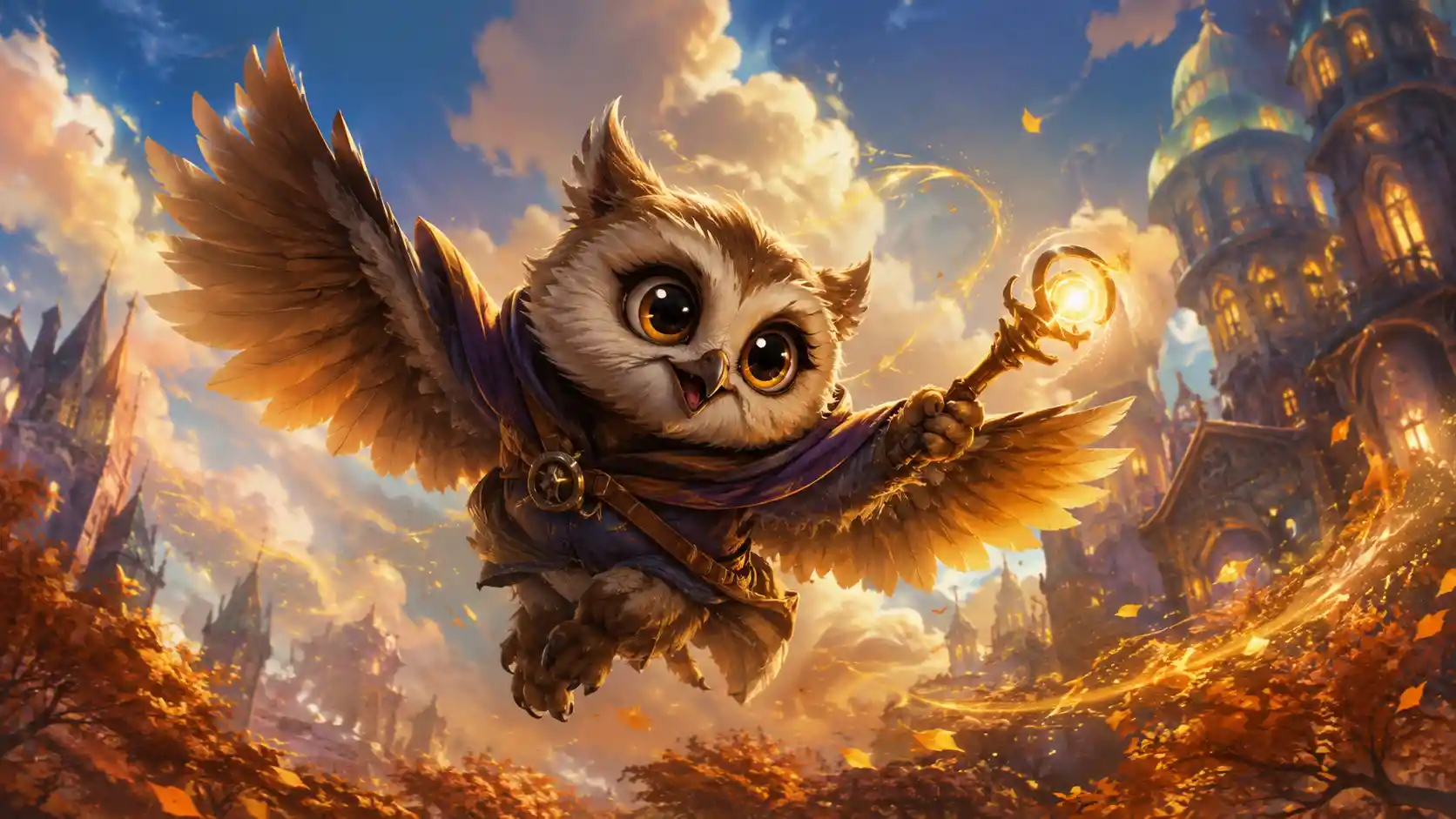 Charming fantasy hero in dynamic magical action scene