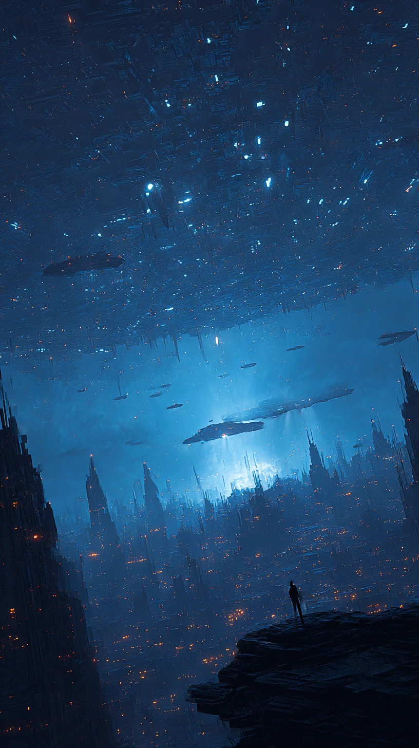 Cosmic void merges sky and space in abstract darkness