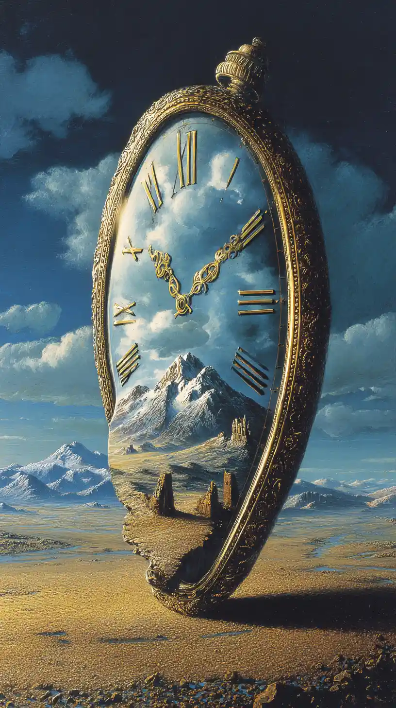 Surreal scene blending dreamlike symbols with realistic details
