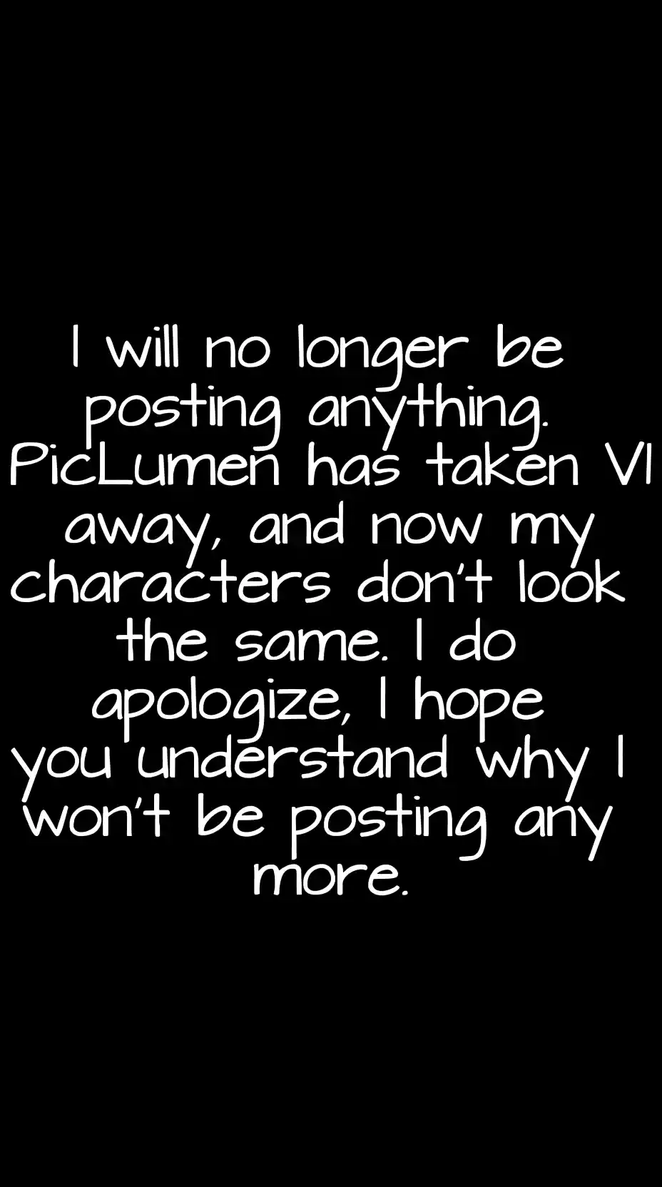 Apology text about no longer posting new images