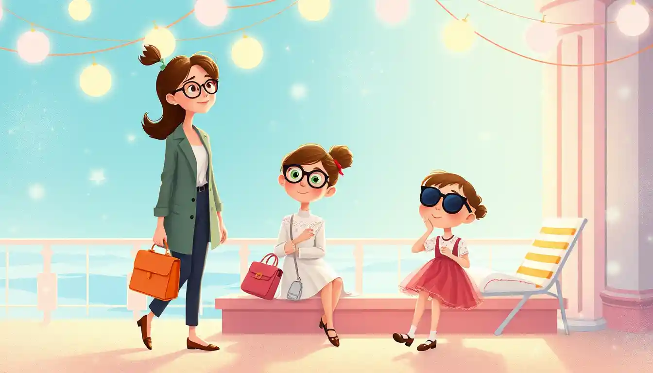 Whimsical pixar style girl in playful fashionable outfit