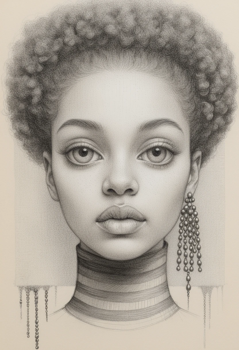 Retrato de perfil de una mujer con abundante cabello rizado