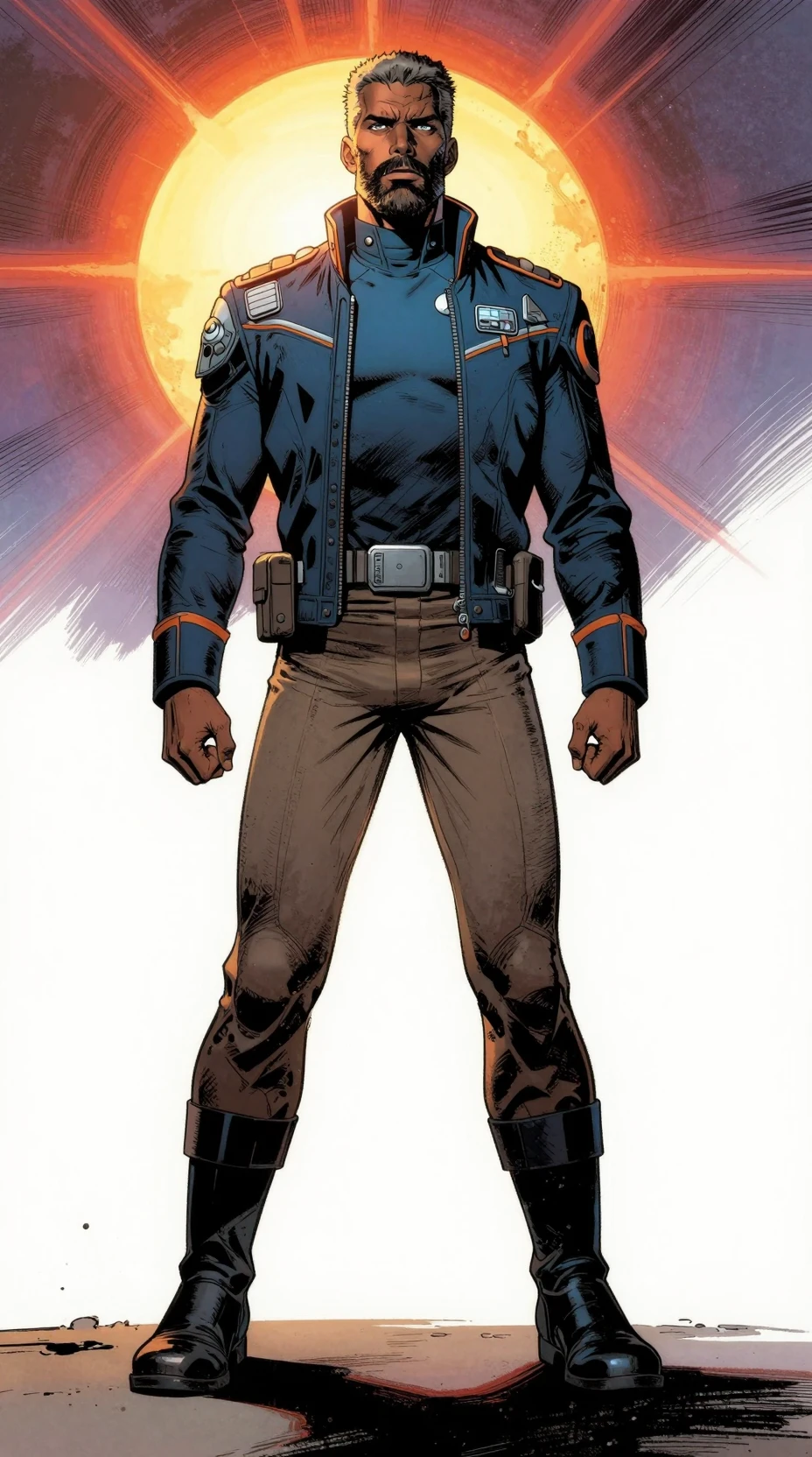 Futuristic starship medic in blue uniform portrait