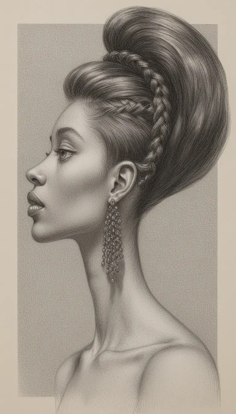 Profile portrait of a black woman with sculptural hair