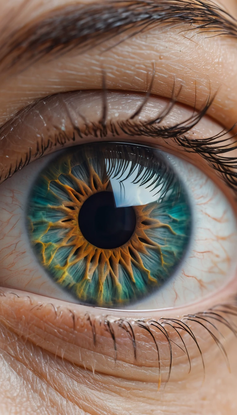 Macro extremo em close de um olho humano detalhado