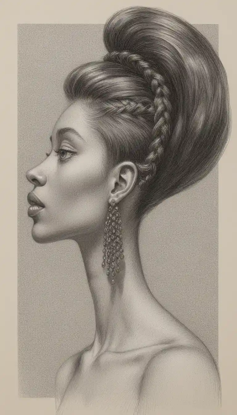Profile portrait of a black woman with sculptural hair