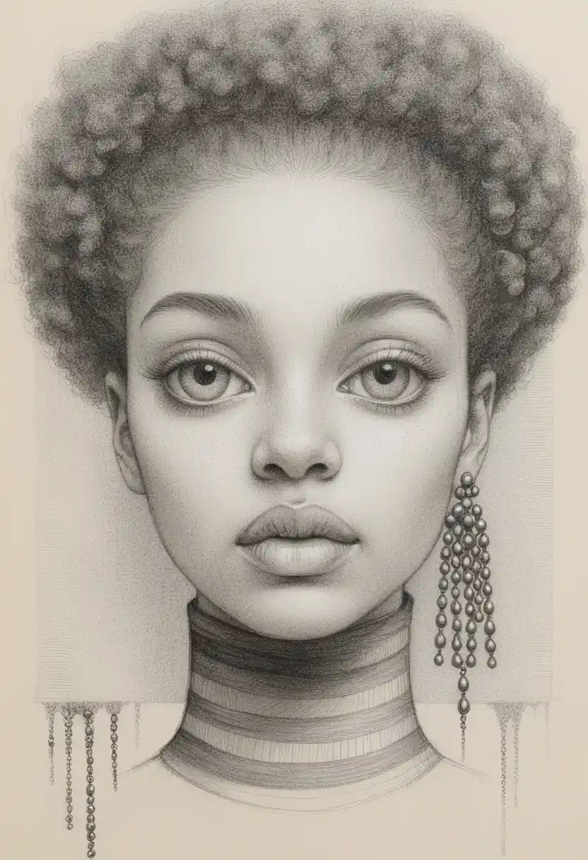 Retrato de perfil de una mujer con abundante cabello rizado