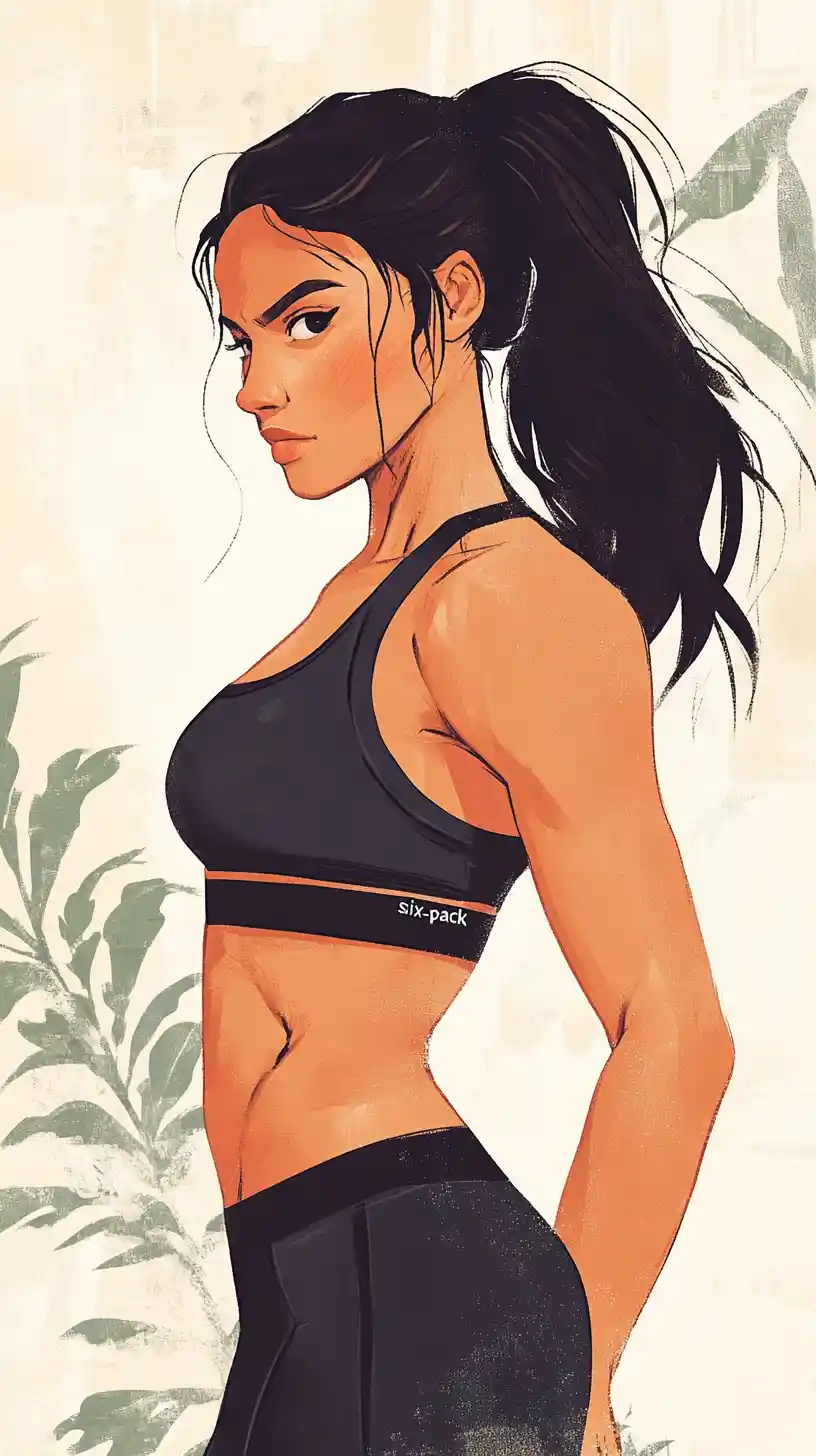 Athletic woman with boxing wraps in ink and watercolor
