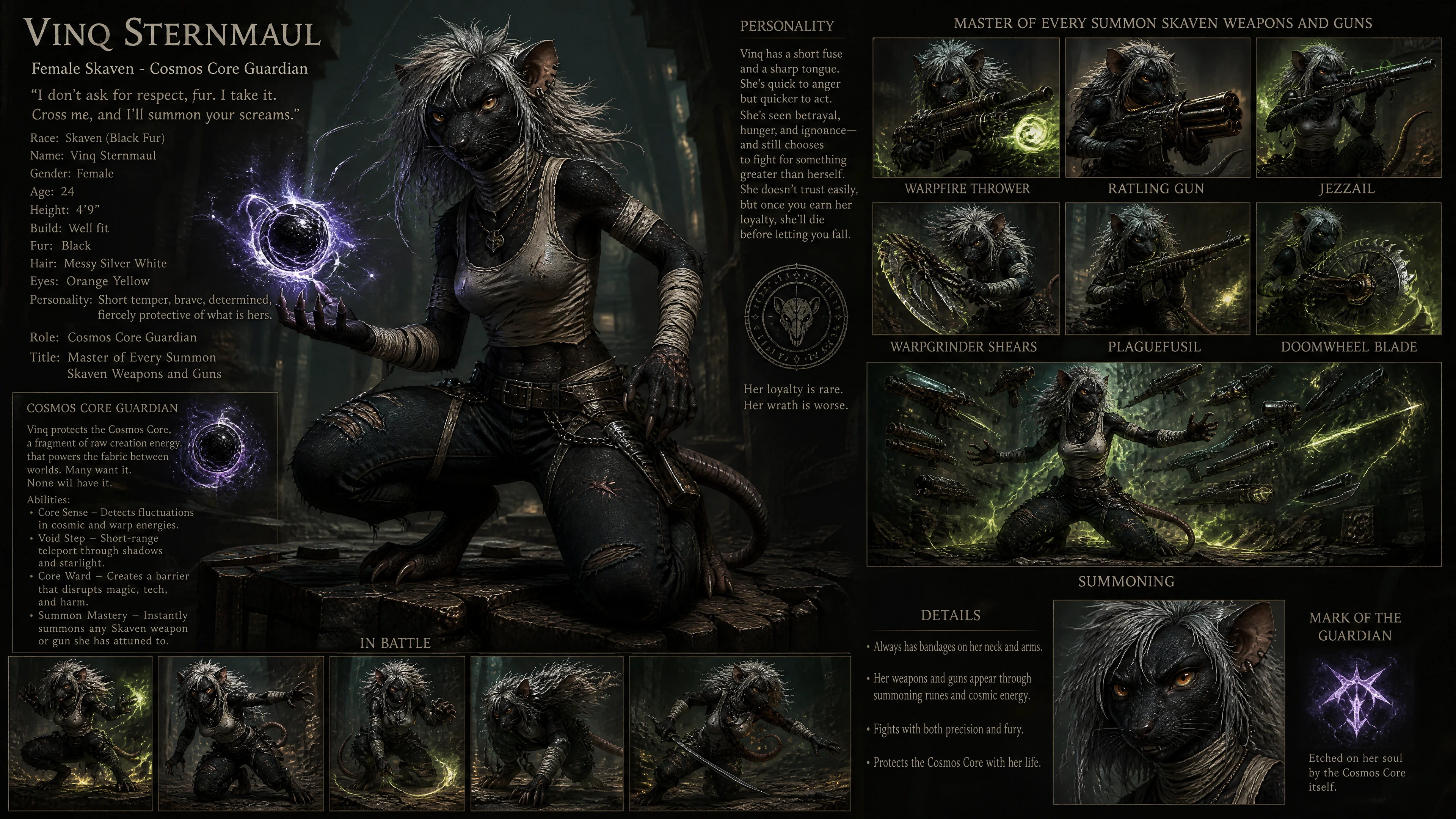 Anthropomorphic female rat warrior with bandages and jeans