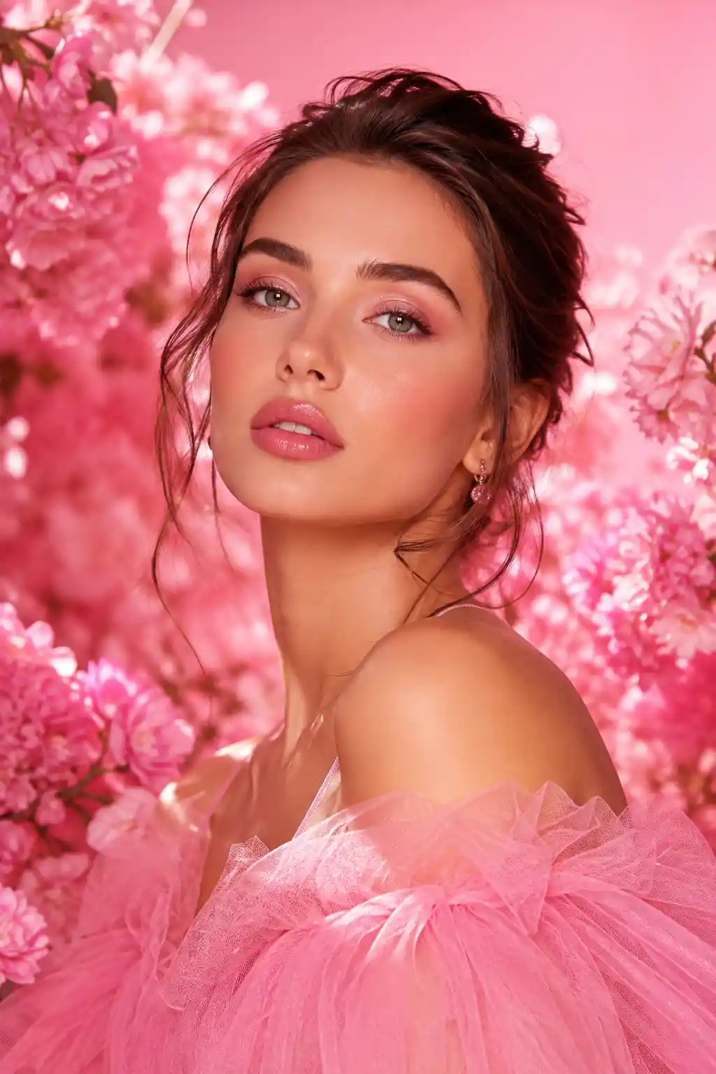 Vibrant glamour scene in a pink color palette