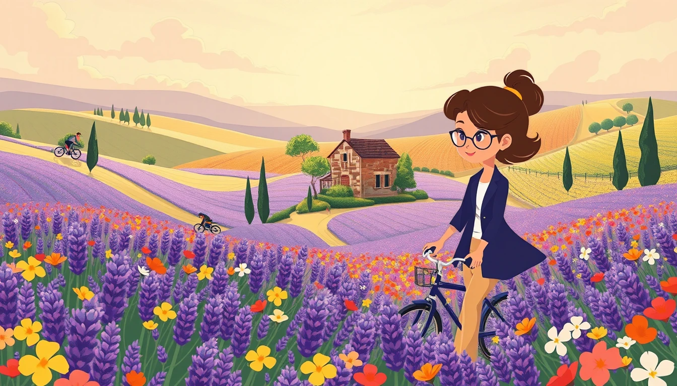 Dreamy flat illustration of flowers in a sunny field