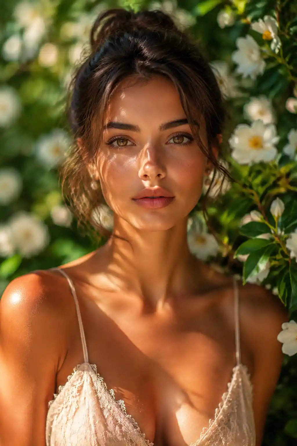 Glamorous centered scene with vibrant professional lighting