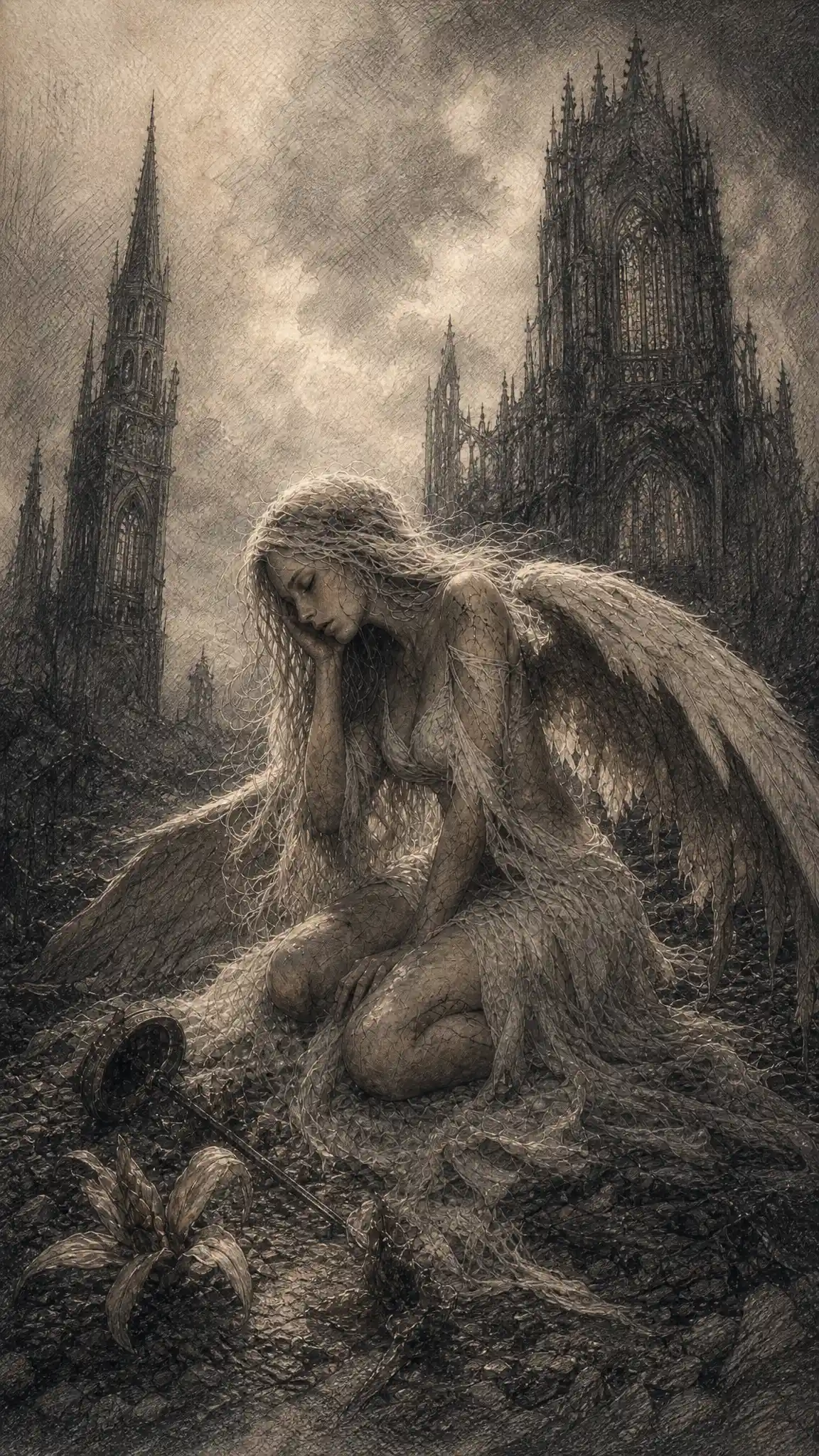 Delicate graphite drawing with soft tonal gradations and warmth