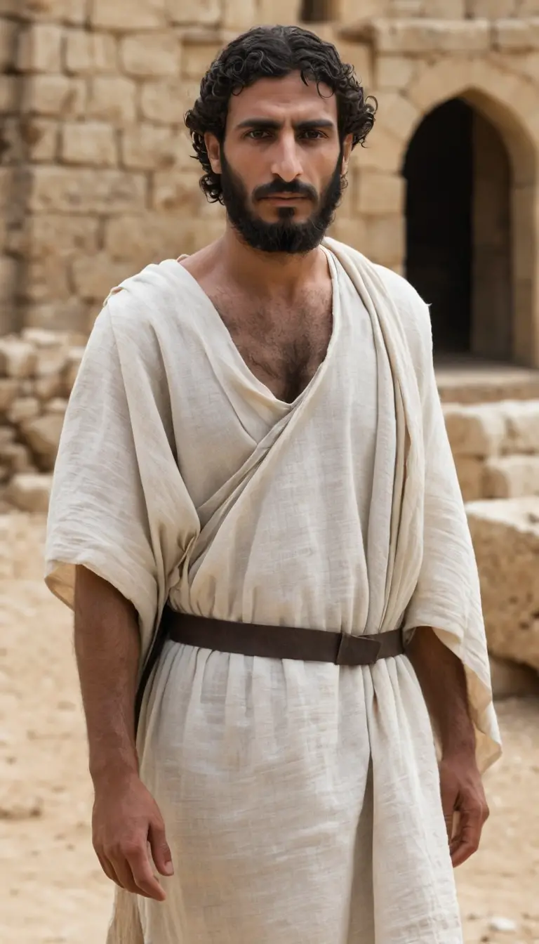 First century Jewish man in simple linen tunic