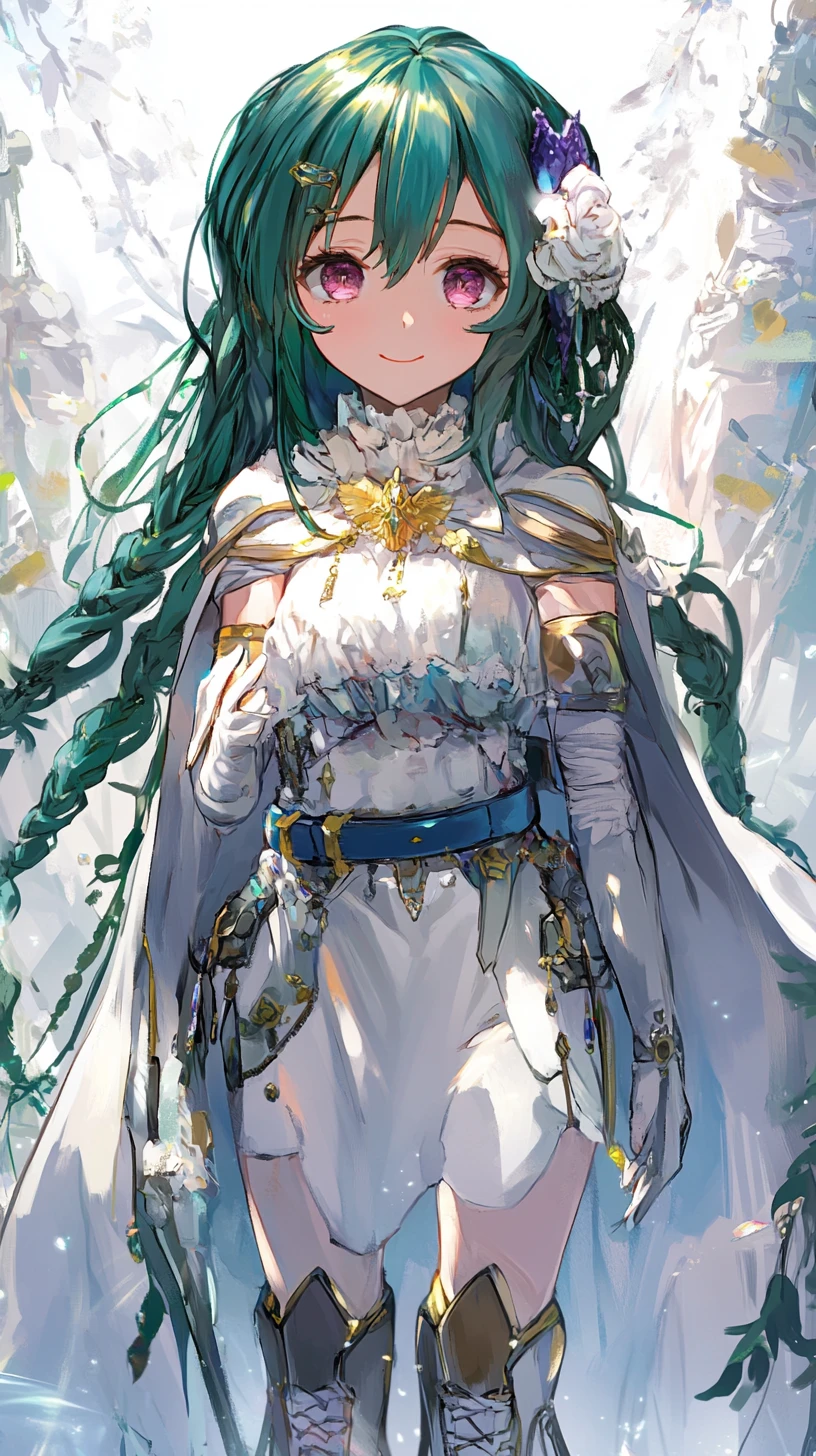 Chica de anime rubia con armadura ornamentada y espada