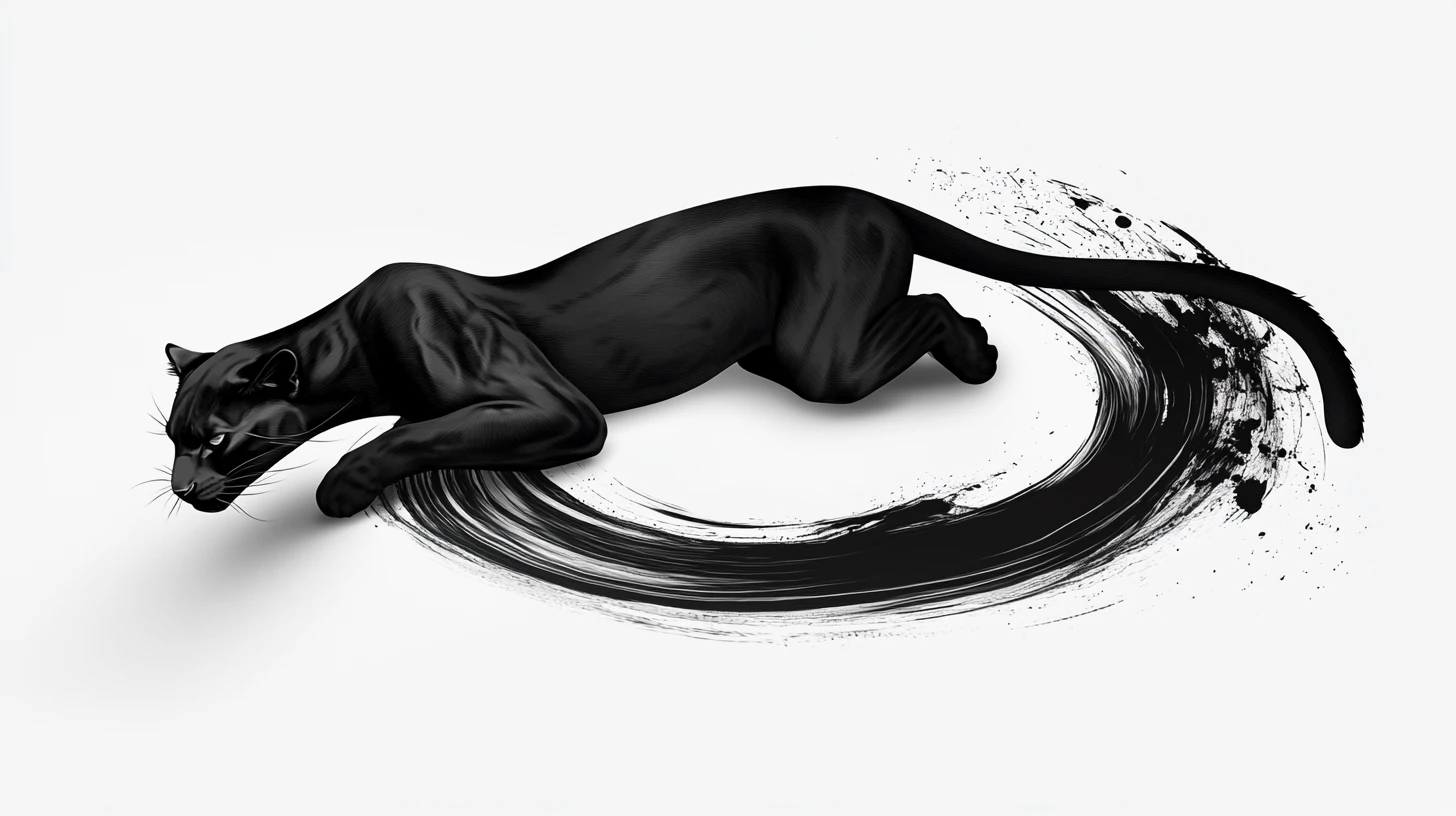 Black panther looped into a seamless mobius strip form