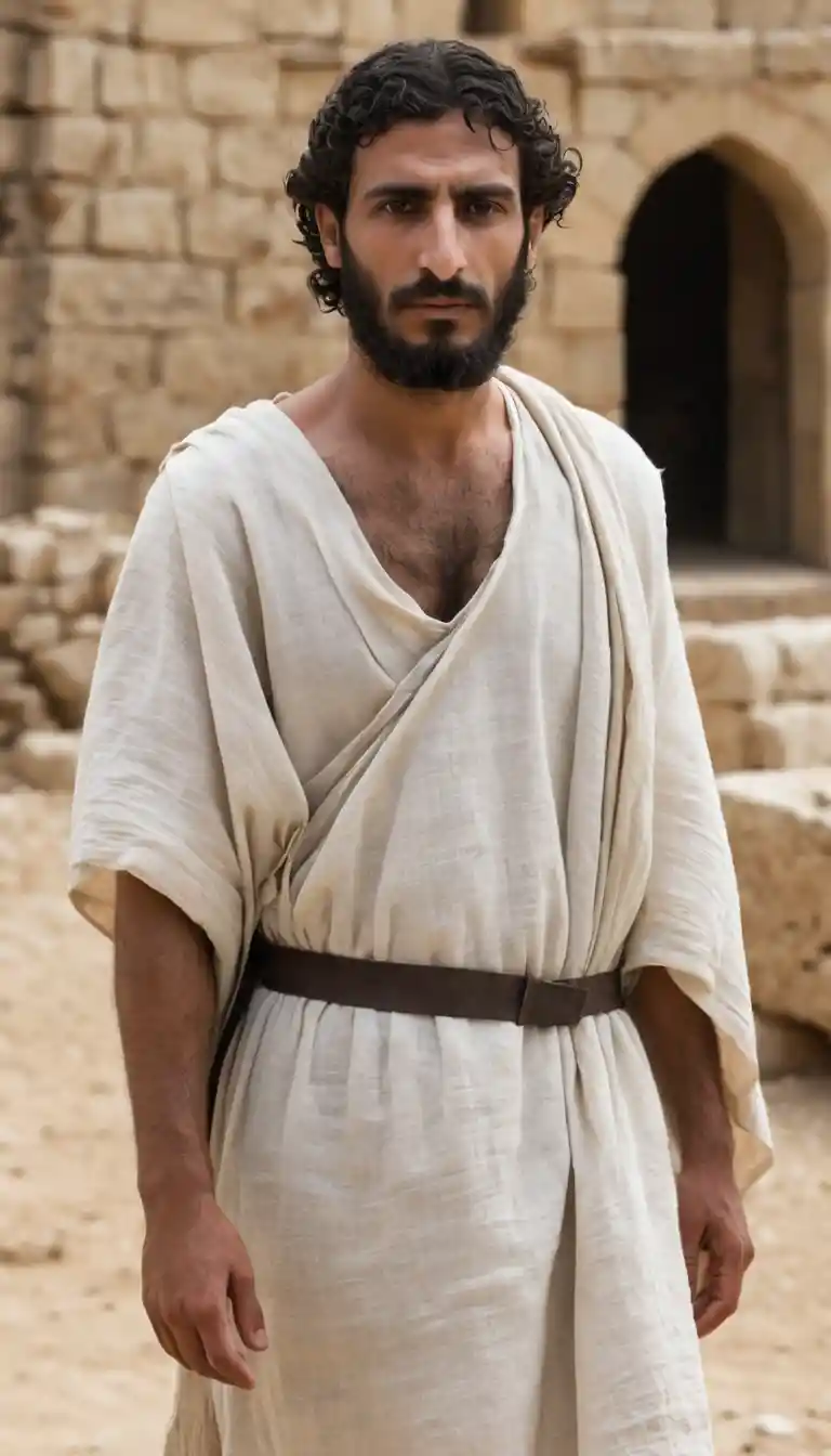 First century Jewish man in simple linen tunic