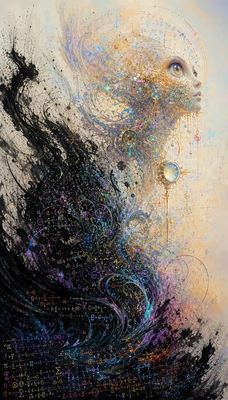 Formas abstratas de tinta que evoluem em ornamentos futuristas intrincados