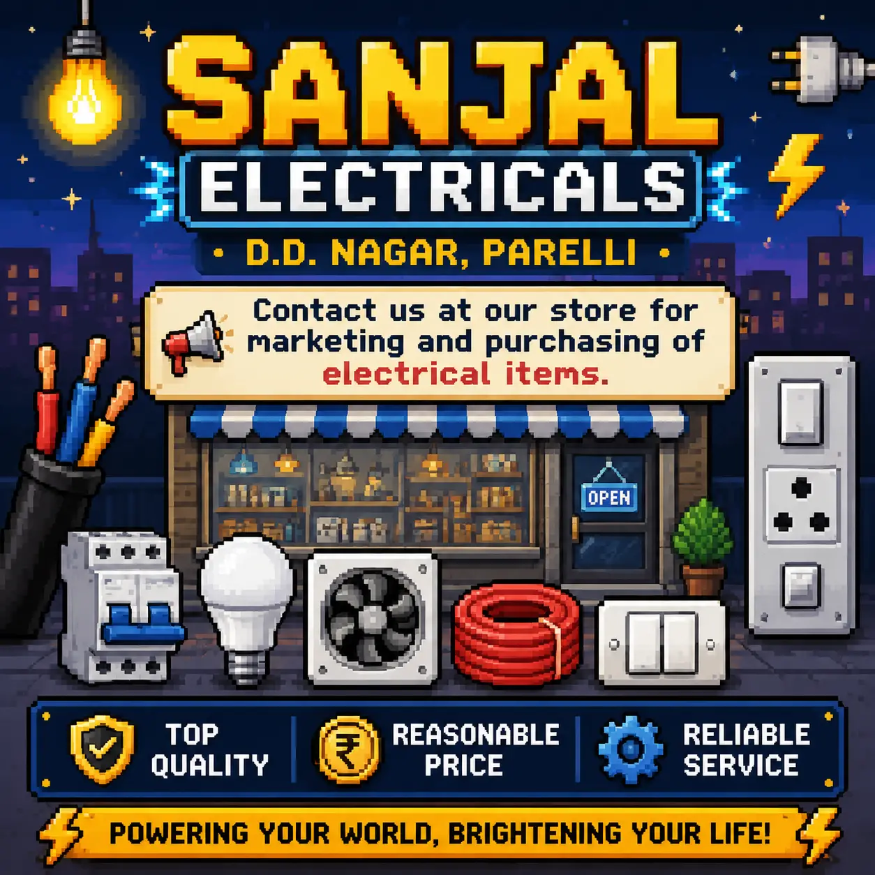 Cartaz promocional de loja de eletrônicos para Sanjal Electricals