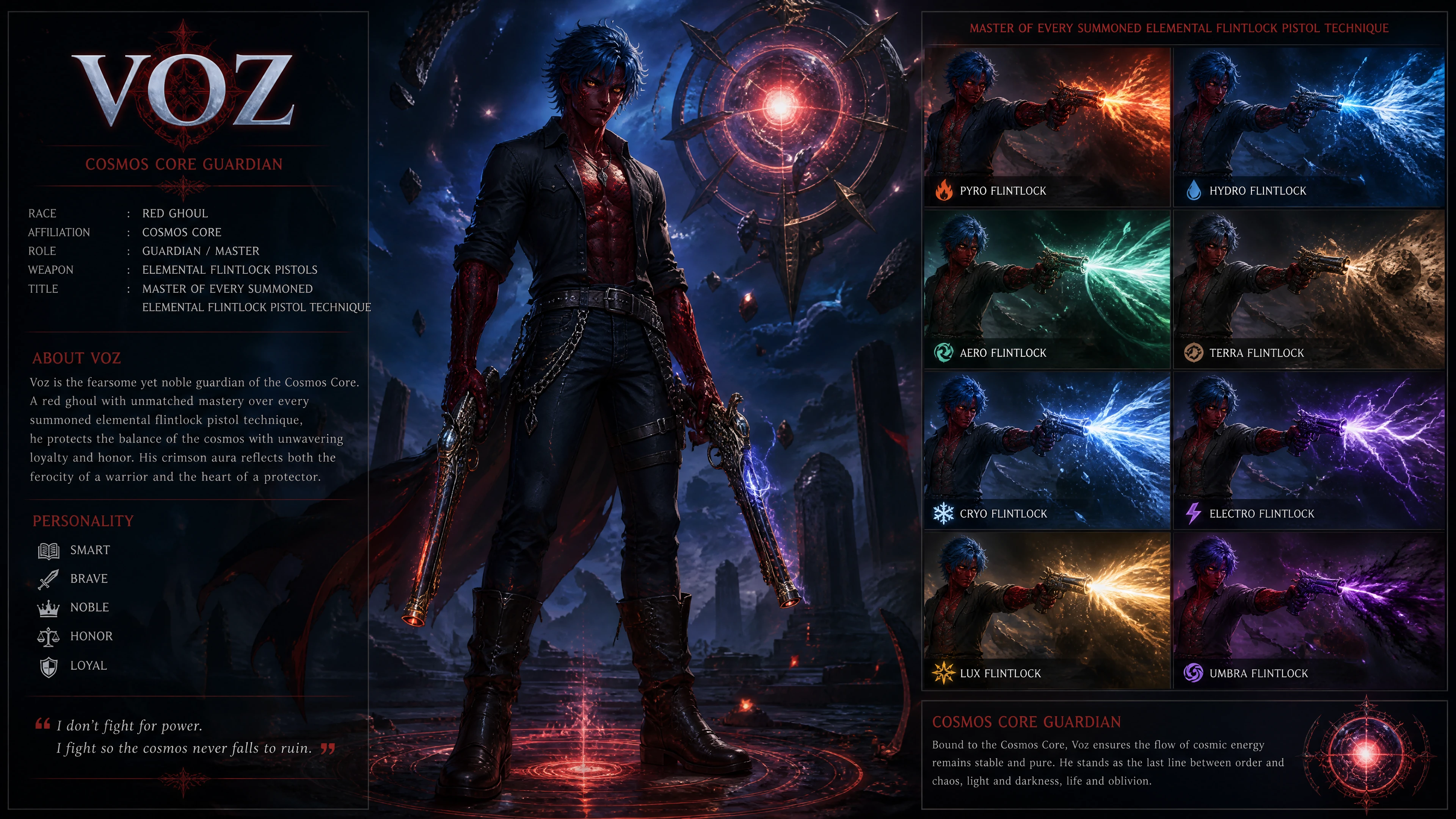 Heroic red ghoul guardian with elemental pistols in cosmos