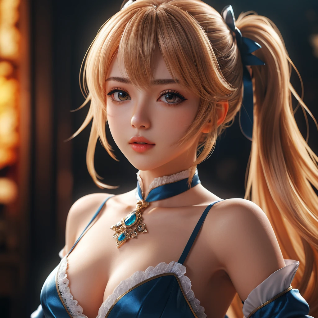Chica de anime seductora en una pose dinámica de cuerpo entero