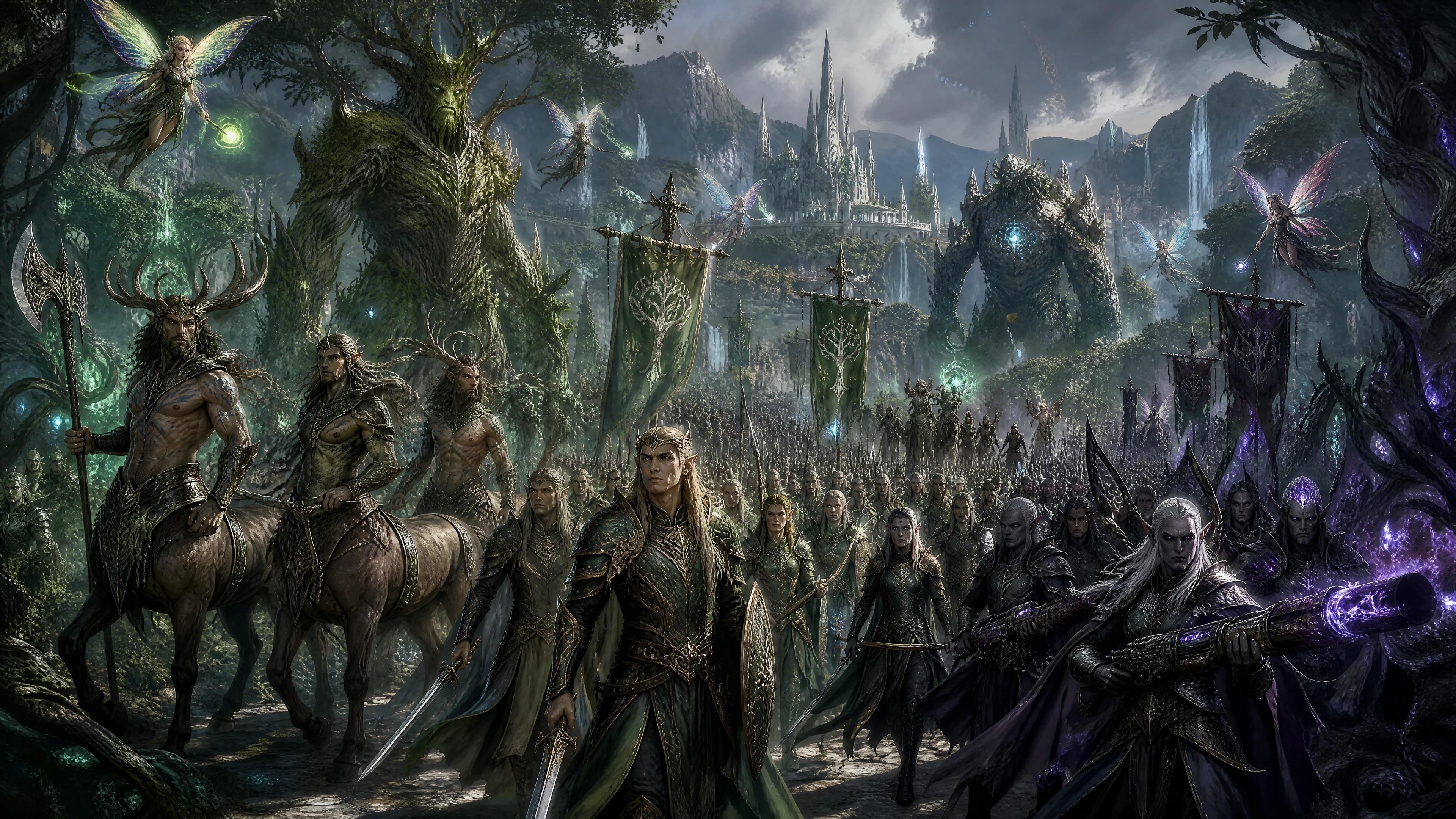 Elven and Dark Elf Alliance Marching To Defend Their Realm