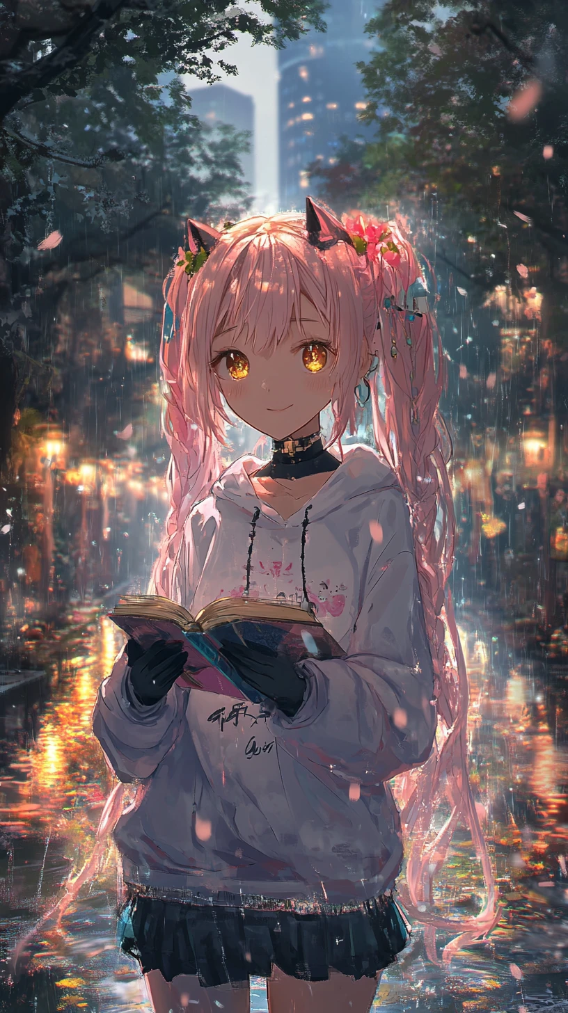 Ragazza anime che legge tra mondi di vita e rovina