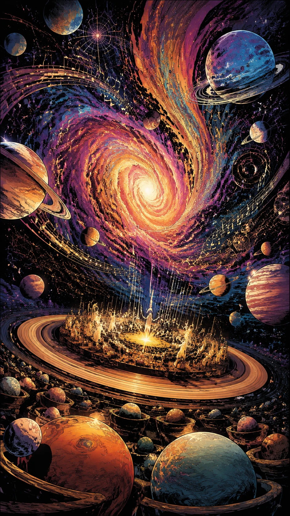 Nebulose surreali che vorticano come un'opera cosmica nello spazio