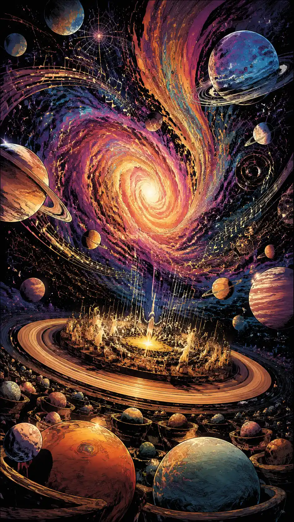 Nebulose surreali che vorticano come un'opera cosmica nello spazio