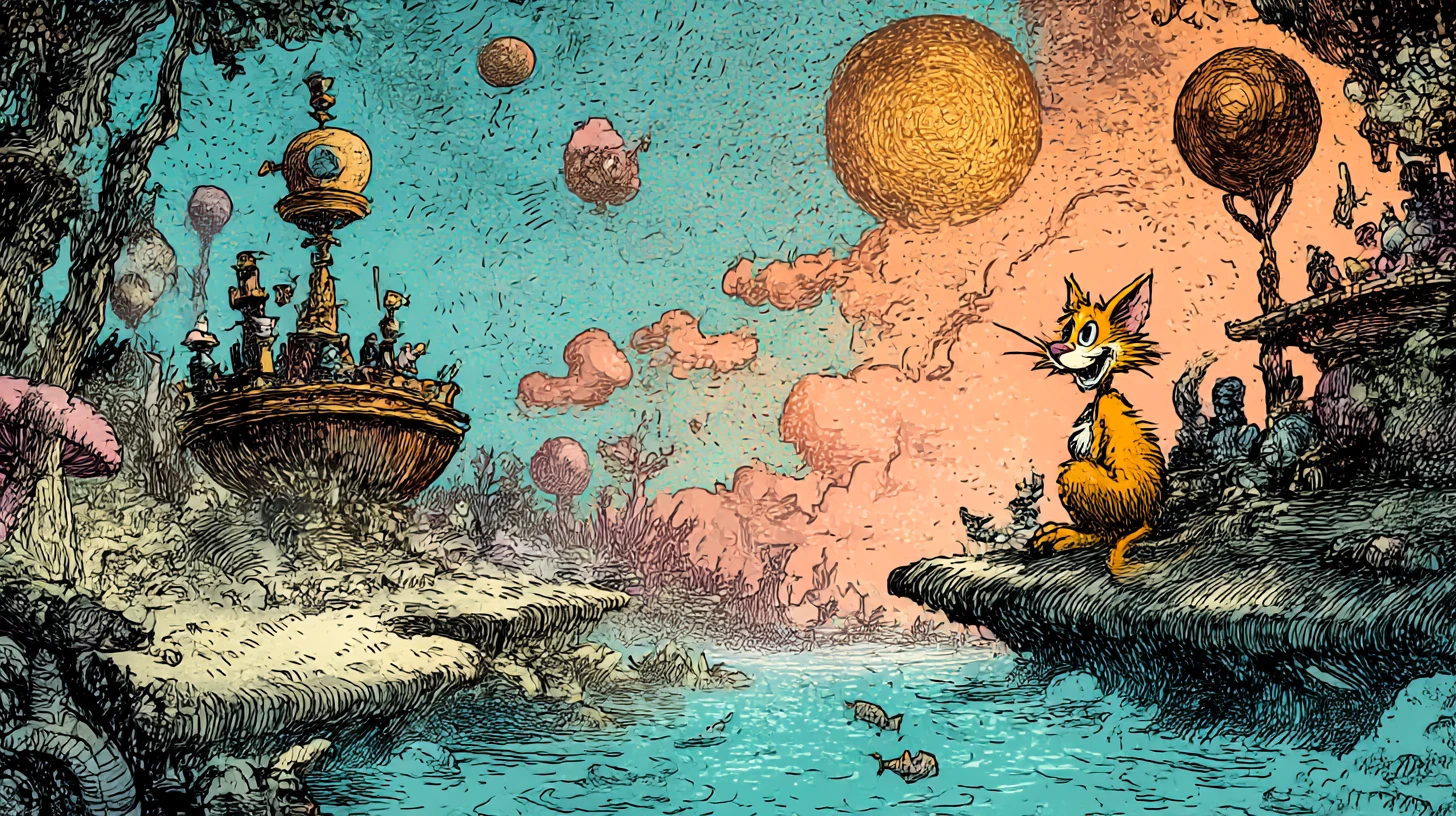 Surreal fantasy illustration with dreamlike atmospheric elegance