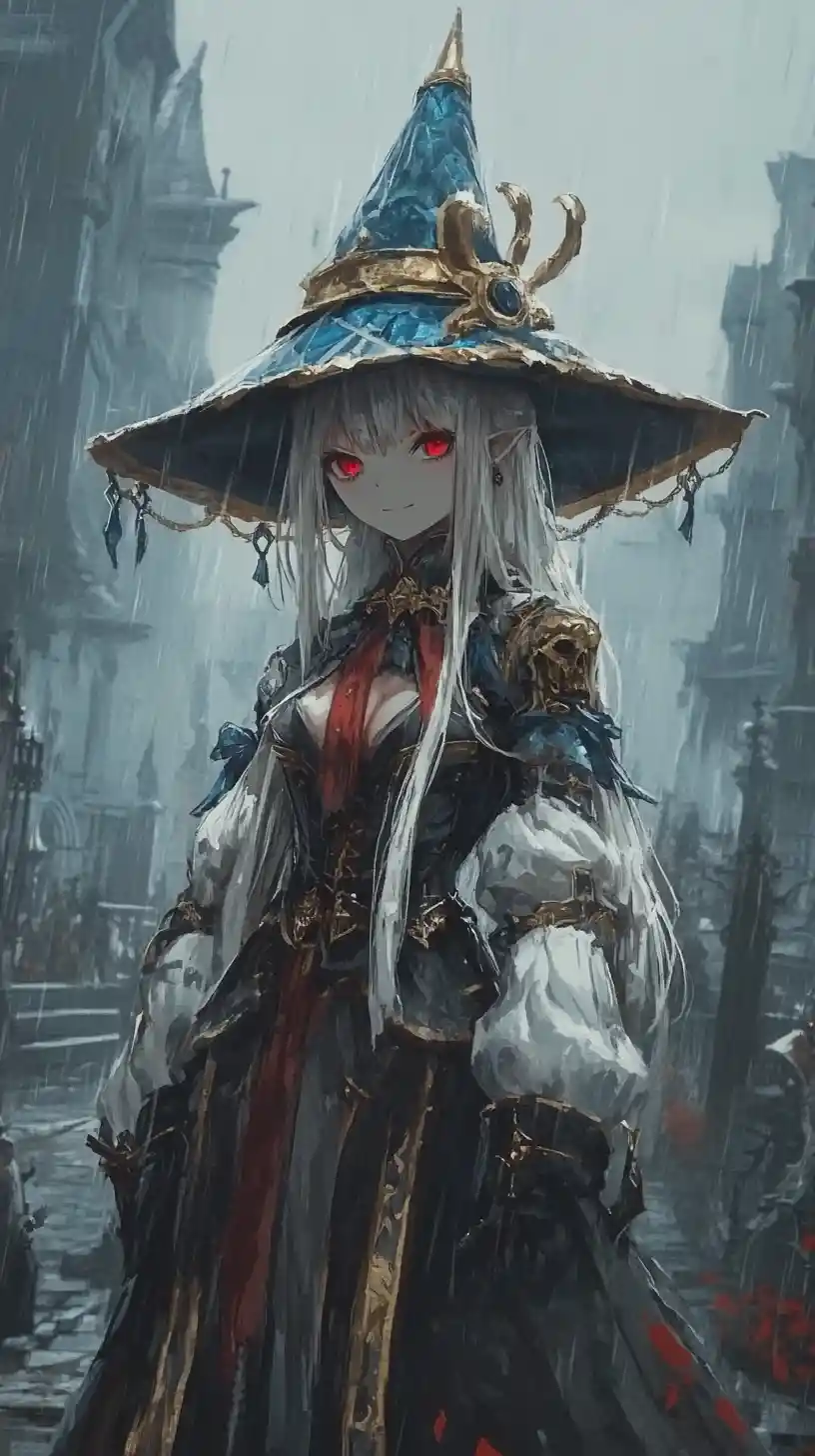 Vecchio edificio con colonne accanto al cimitero in scena anime piovosa