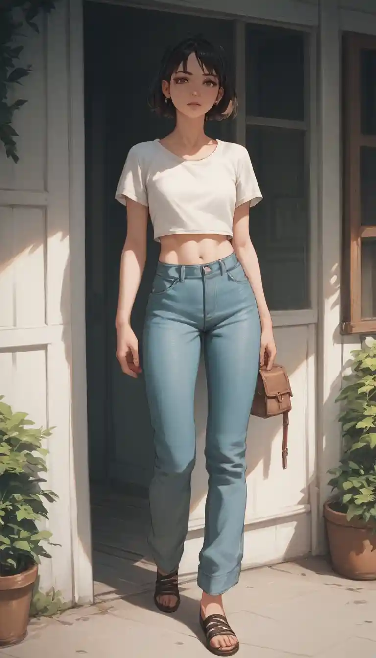 Sensual vaquera de anime con ropa mínima