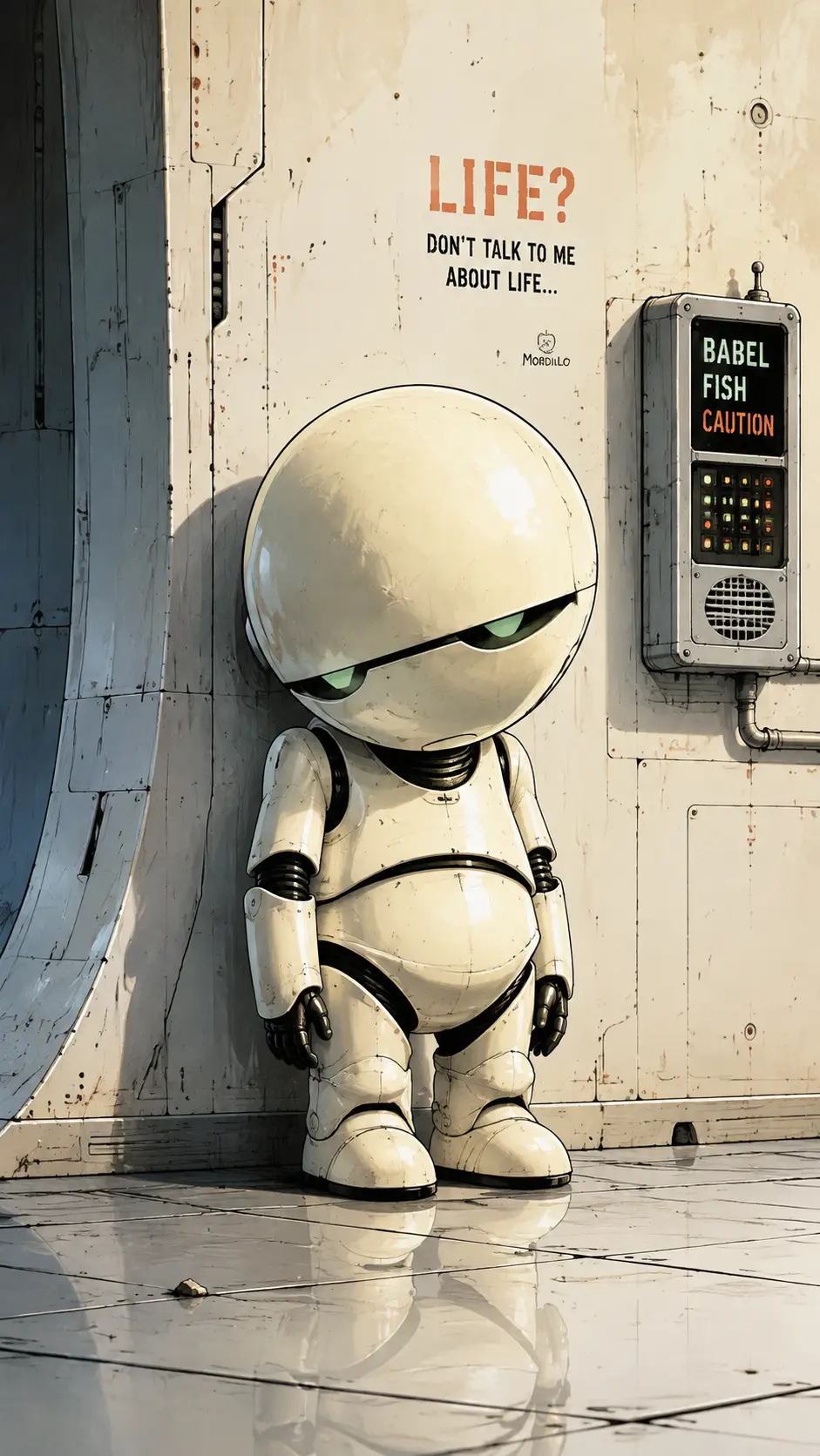 Personnage de robot humanoïde en illustration numérique stylisée