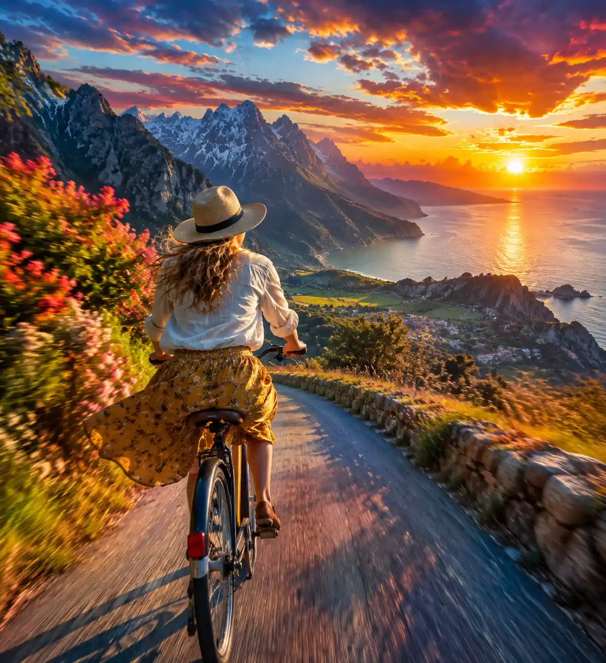 Colorful digital illustration inspired by a bicycle life quote