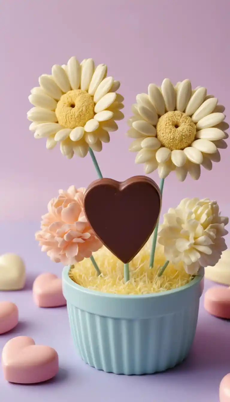 Close up of cute spinning top toys with chocolate heart