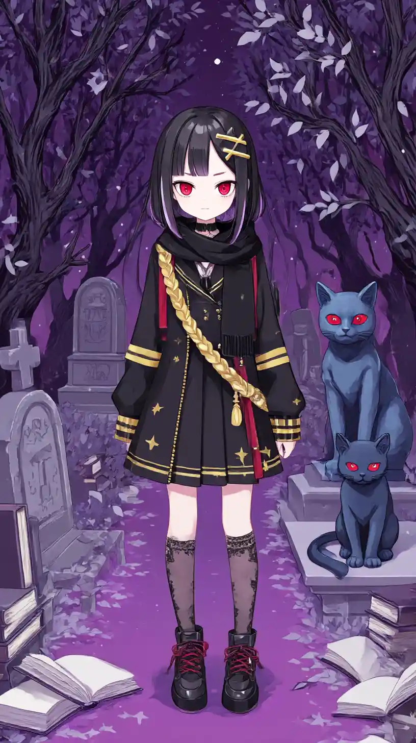 Garota de anime sinistra com jaqueta preta presa por cordas