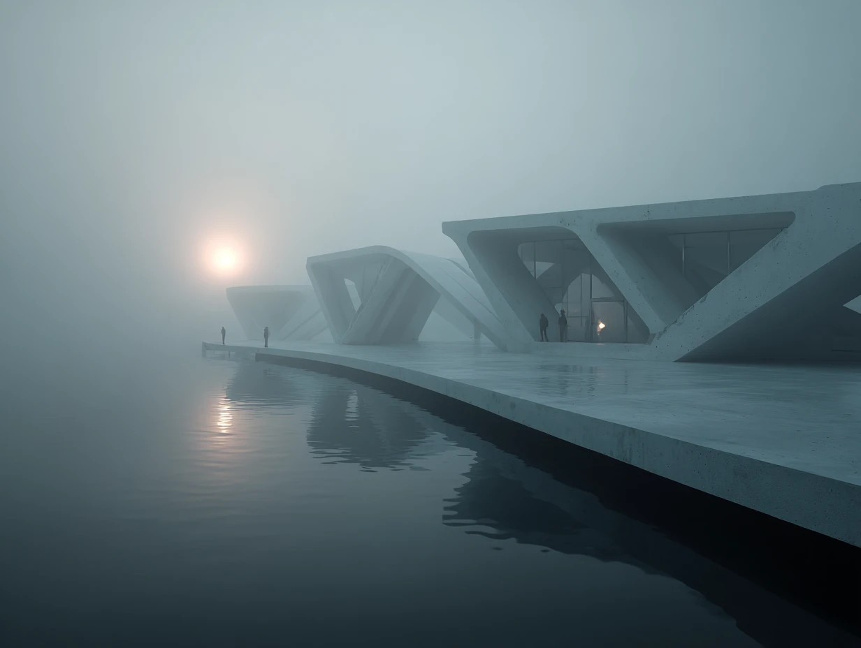 Biblioteca sumergida surreal que emerge en una ciudad fantástica bajo el agua