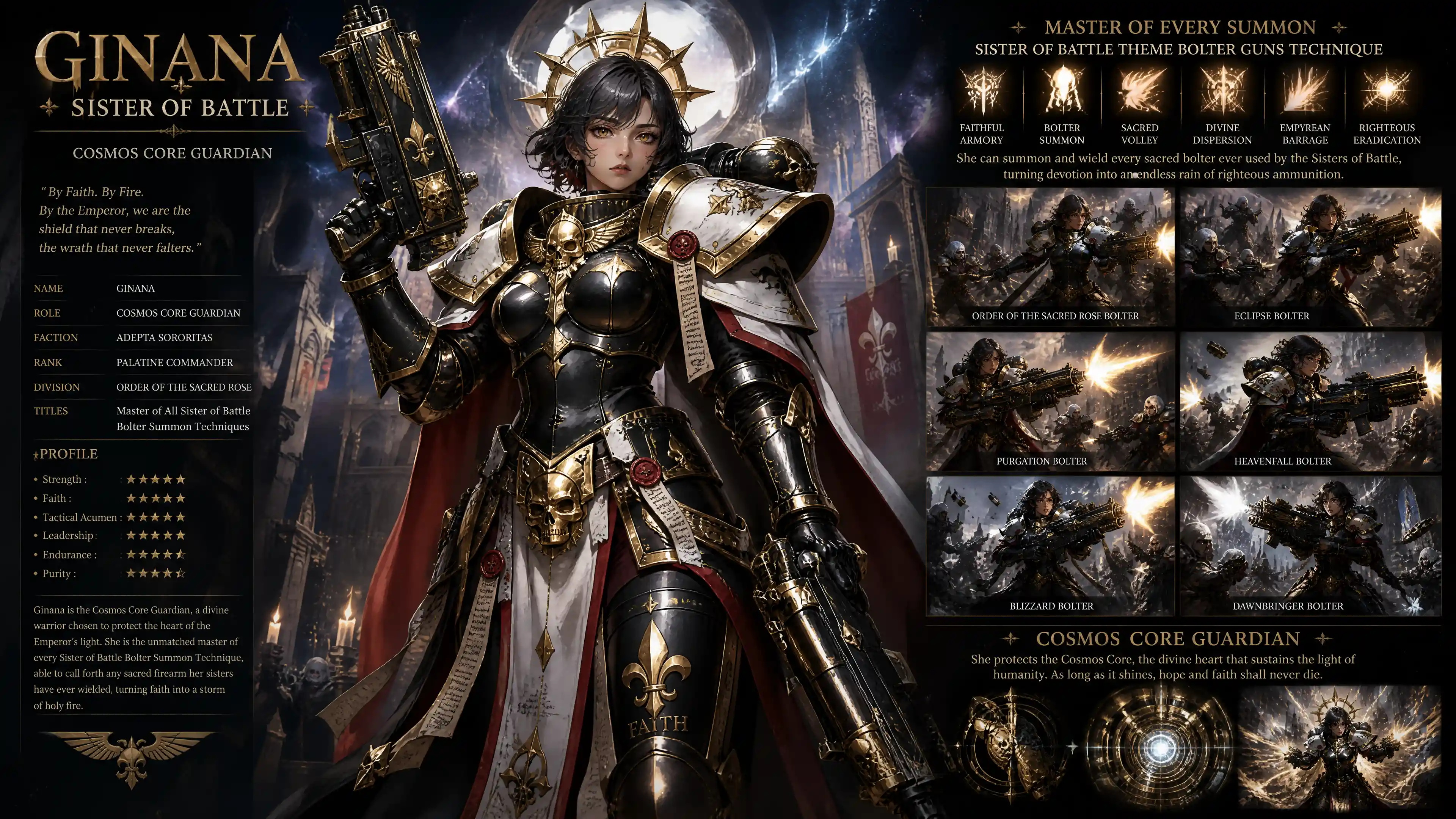 Heroic sister of battle in cosmic power armor