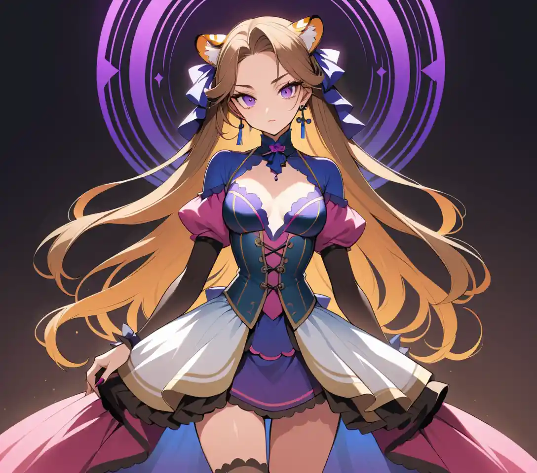 Enigmática femme fatale con ojos violeta y magnetismo de tigre
