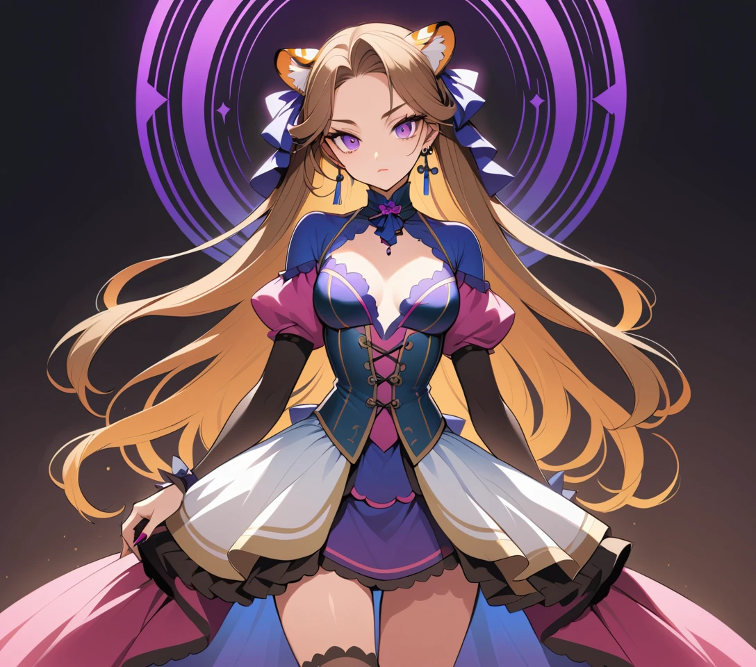 Enigmática femme fatale con ojos violeta y magnetismo de tigre