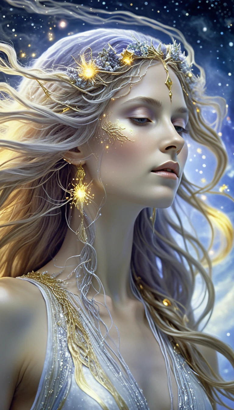 Ethereal cosmic woman of light and flowing awareness