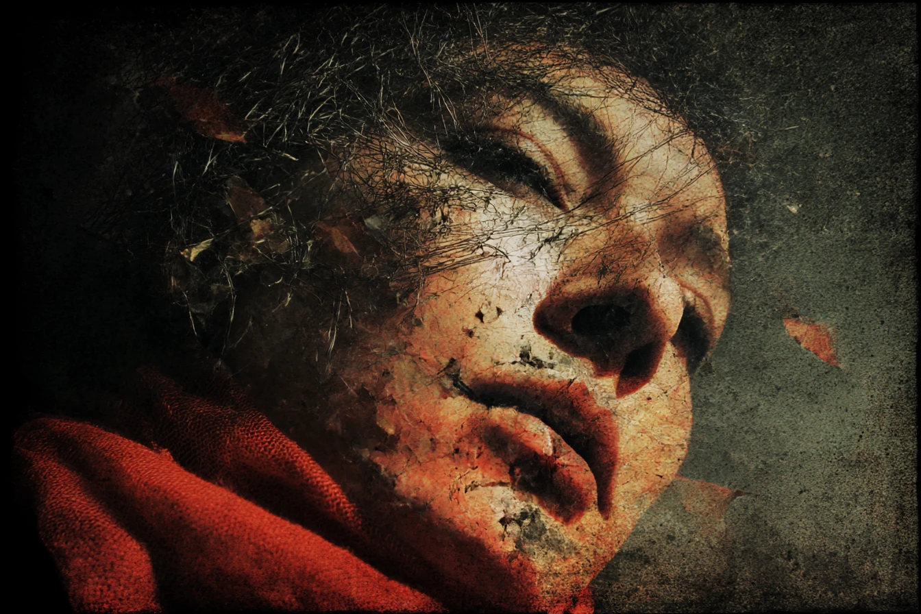 Surreal oil painted humanscape with tactile thick textures