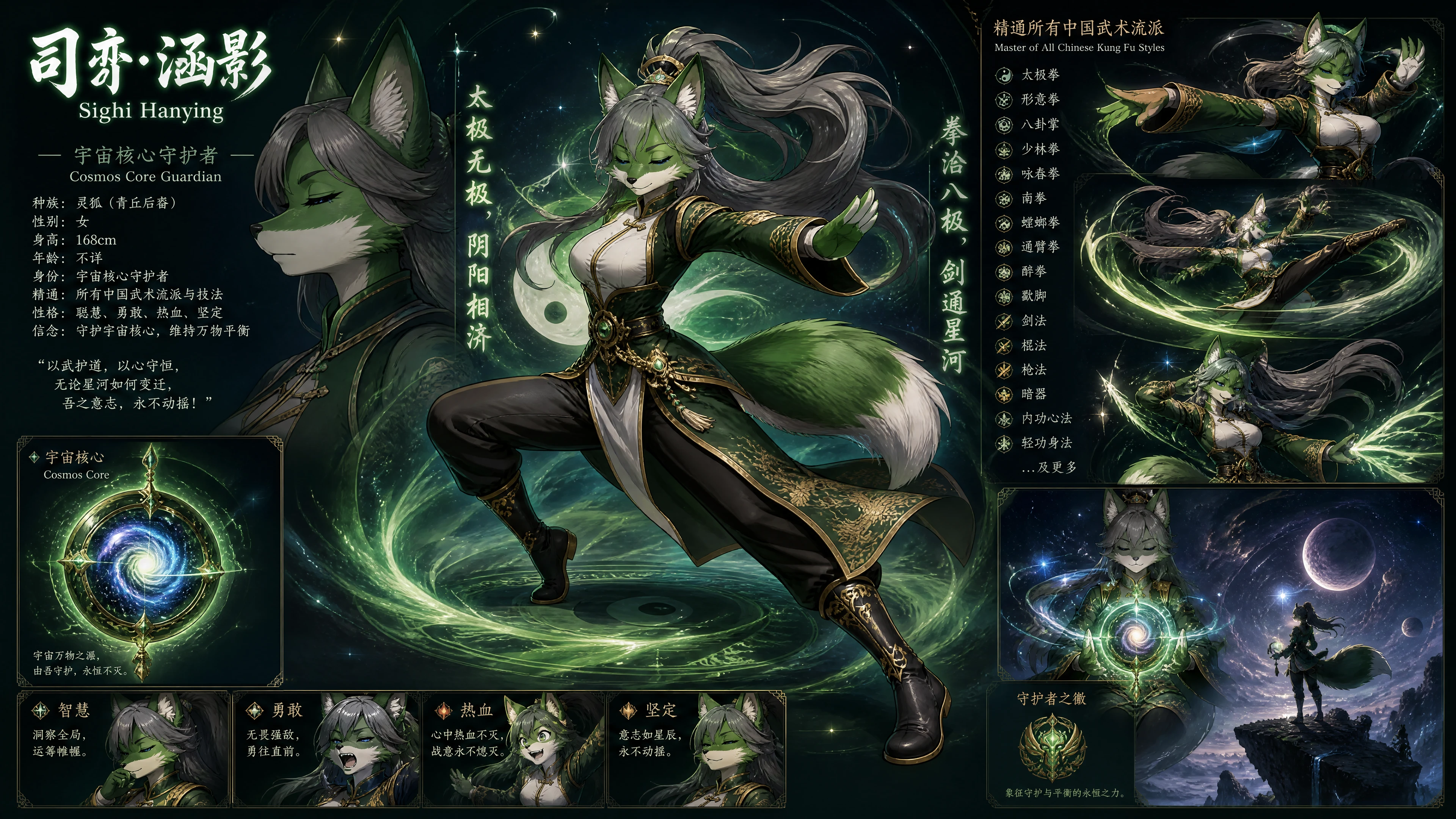 Guerrera zorro china con uniforme de guardiana cósmica