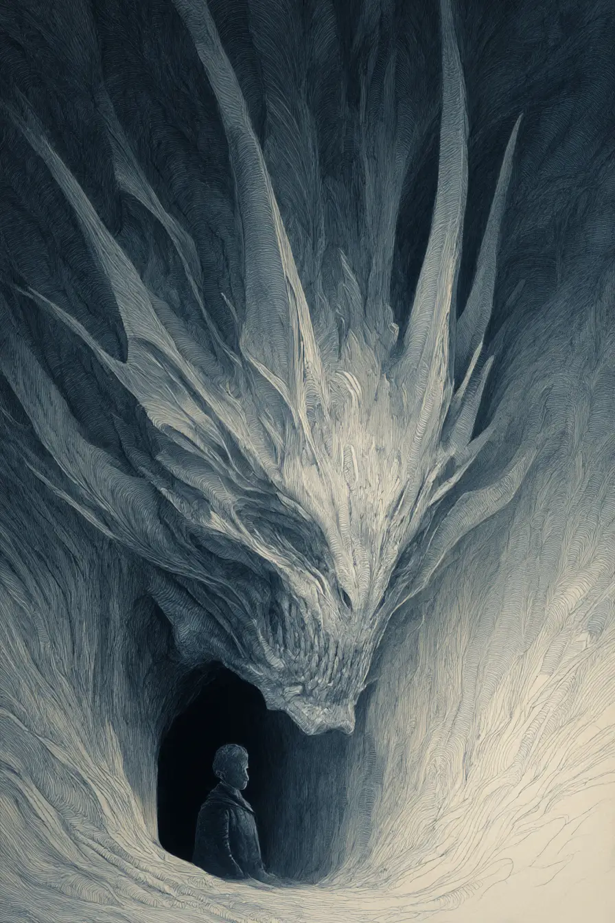 Ominous spiritual parasite rising over a hidden mind